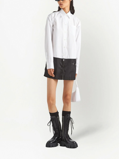 Prada Two-tone Panelled Shirtdress In White