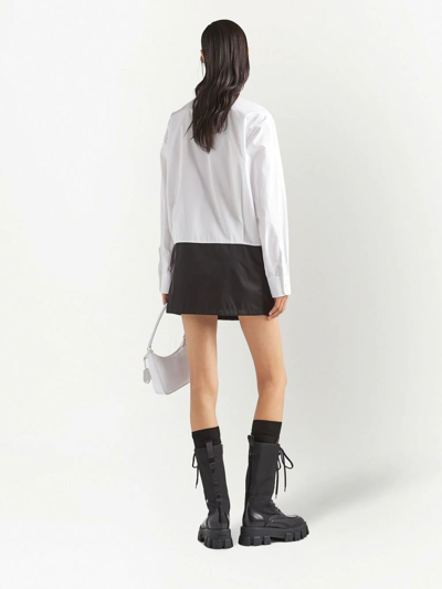 Prada Two-tone Panelled Shirtdress In White