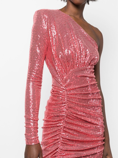 Shop Alexandre Vauthier Short Dress With Sequins Ella In Pink & Purple