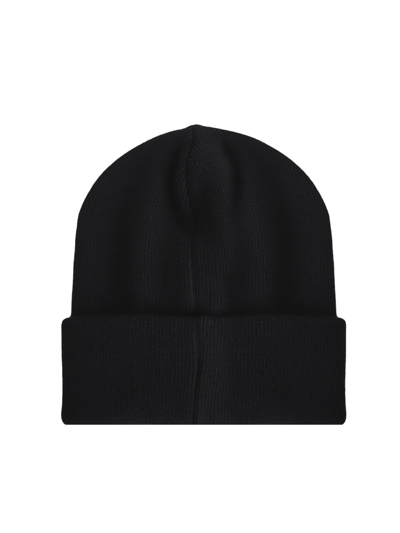 Shop Dsquared2 Wool Beanie With Rubber Logo In Black, White