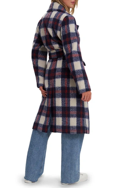 Noize Katja Vegan Wool Plaid Coat In Dress Blues