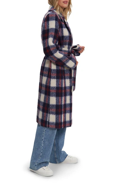 Noize Katja Vegan Wool Plaid Coat In Dress Blues