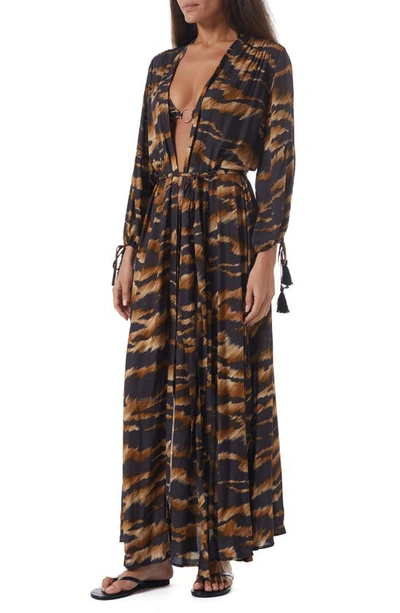 Shop Melissa Odabash Gabby Cover-up Wrap Dress In Safari