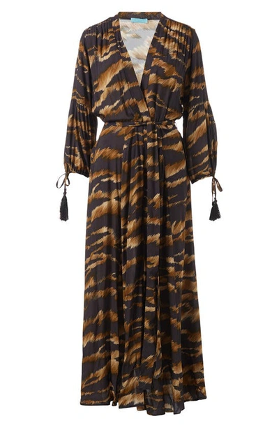 Shop Melissa Odabash Gabby Cover-up Wrap Dress In Safari