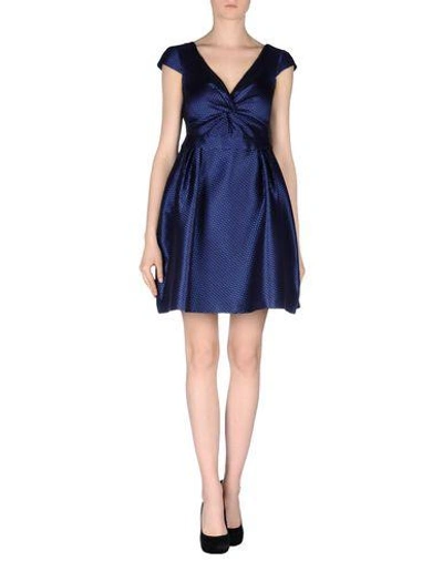 Shop Armani Collezioni Short Dress In Dark Blue