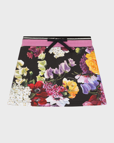 Shop Dolce & Gabbana Girl's Floral Ortensia Sweat Skirt In Ortensiefiori Fne