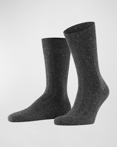 Shop Falke Men's Llasa Solid Ribbed Socks In Anthracite