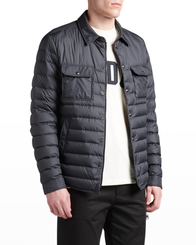 Shop Moncler Men's Sanary Quilted Down Shirt Jacket In Navy