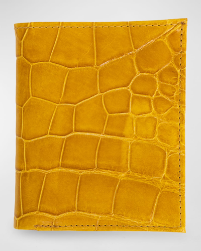 Shop Abas Men's Glazed Alligator Leather Bifold Wallet In Sunrise