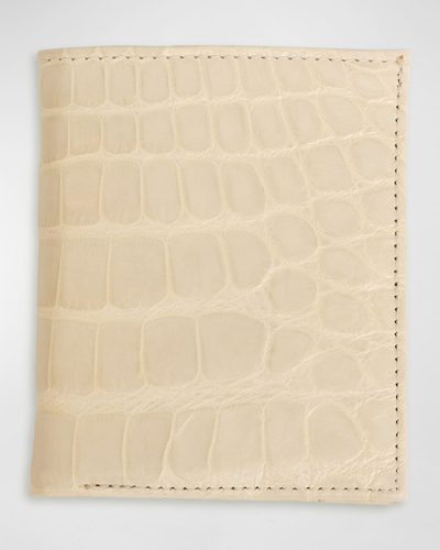Shop Abas Men's Glazed Alligator Leather Bifold Wallet In Ivory