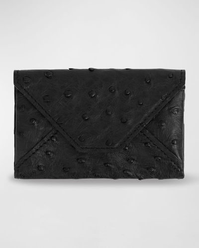 Shop Abas Men's Ostrich Leather Envelope Card Case In Black