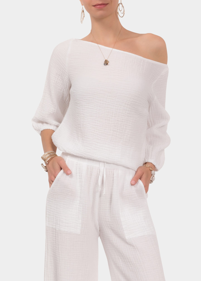 Shop Everyday Ritual Penny Cotton Gauze Top In White