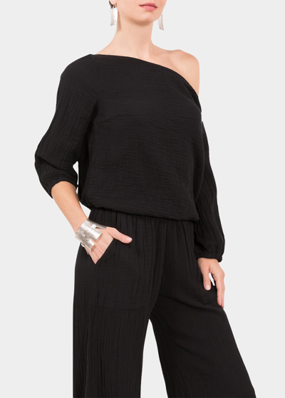 Shop Everyday Ritual Penny Cotton Gauze Top In Black