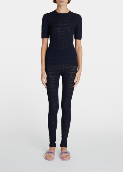 Shop Givenchy 4g Lace Short-sleeve Sweater In Black
