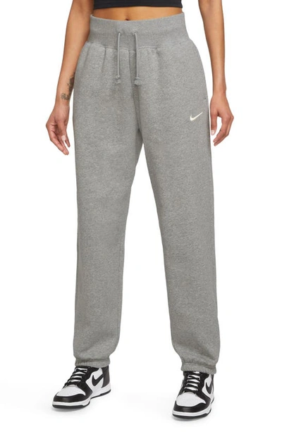 Nike Women's Sportswear Phoenix Fleece High-waisted Oversized Sweatpants In  Dark Grey Heather/sail | ModeSens
