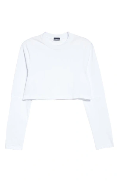 Shop Jacquemus Le T-shirt Pino Charm Logo Crop Top In White