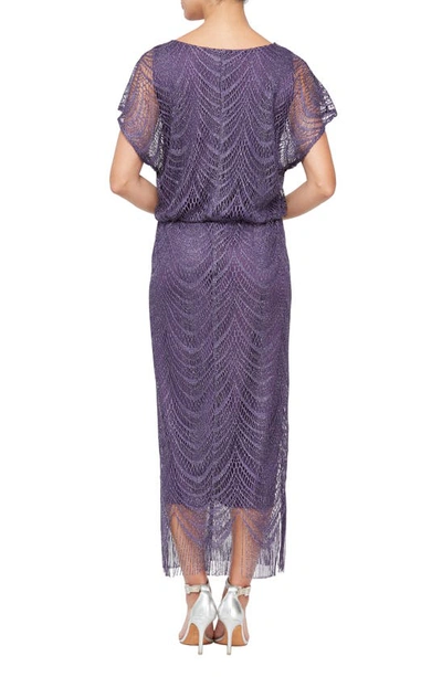 Shop Sl Fashions Metallic Crochet Lace Blouson Dress In Plu