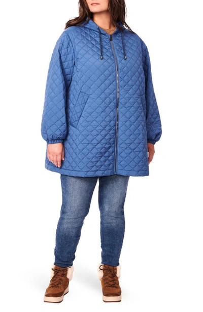 Shop Bernardo Zip Front Water Resistant Liner Jacket In Stone Blue
