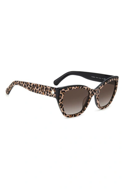 Shop Kate Spade Yolanda 51mm Polarized Gradient Cat Eye Sunglasses In Black Leopard / Brown Gradient
