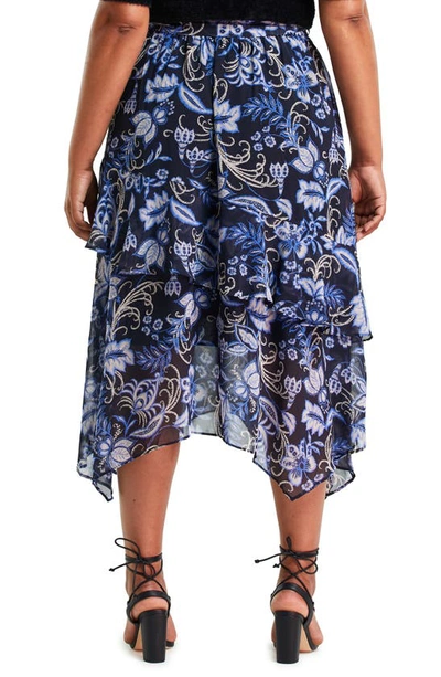 Shop Estelle Siena Chintz Tiered Midi Skirt In Print
