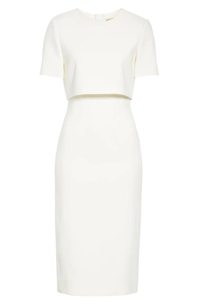 Shop Jason Wu Collection Popover Compact Crepe Sheath Dress In Chalk
