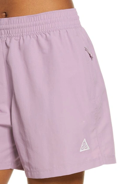 Shop Nike Acg Nylon Shorts In Amethyst Wave/ Summit White