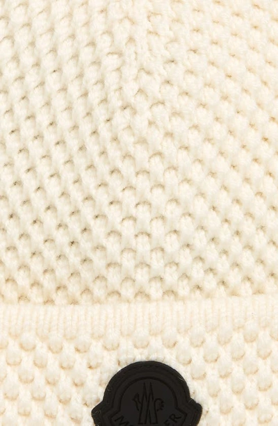 Shop Moncler Bell Logo Wool Beanie In White