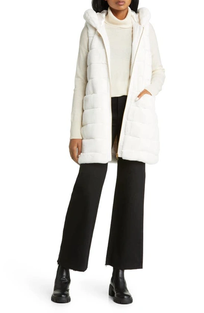 Shop Via Spiga Hooded Faux Fur Vest In Ivory