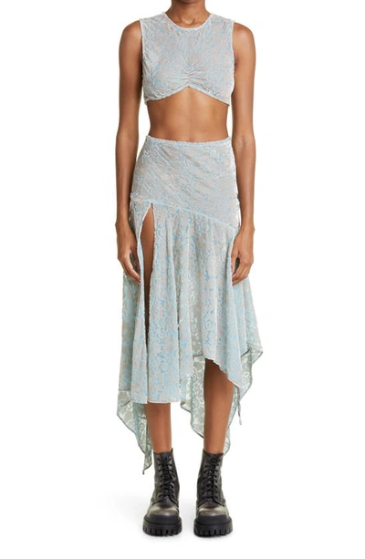 Collina Strada Pansy Handkerchief Midi Skirt In Sky Blue