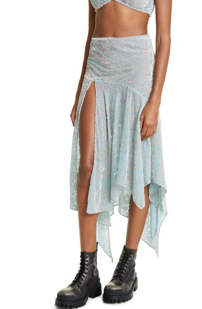 Collina Strada Pansy Handkerchief Midi Skirt In Sky Blue