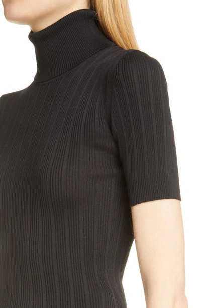 Shop Saint Laurent Silk Rib Turtleneck Sweater In Noir