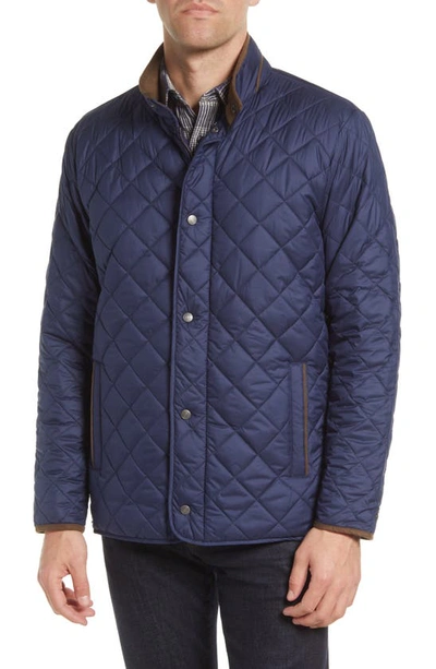 Shop Peter Millar Suffolk Quilted Car Coat In Navy