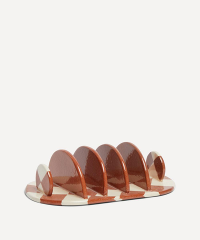 HENRY HOLLAND STUDIO HENRY HOLLAND STUDIO BROWN AND WHITE CHECKERBOARD TOAST RACK 