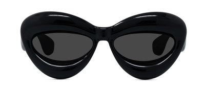 Shop Loewe Lw40097i 01a Oval Sunglasses In Grey