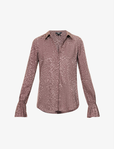 Shop Paige Abriana Jacquard Silk Shirt In Truffle
