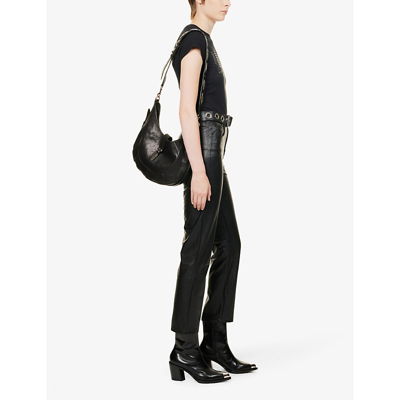 Paige Stella Super High Waist Straight Leg Faux Leather Jeans In Black