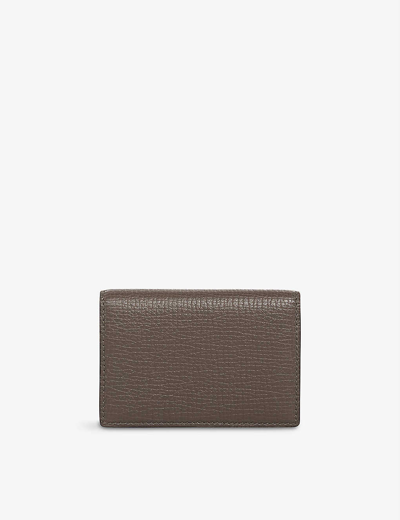 Shop Smythson Womens Dark Taupe Brown Ludlow Folded Grained-leather Cardholder