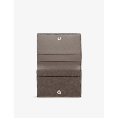 Shop Smythson Womens Dark Taupe Brown Ludlow Folded Grained-leather Cardholder