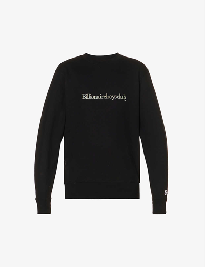 Shop Billionaire Boys Club Logo-embroidered Relaxed-fit Cotton-jersey Sweatshirt In Black