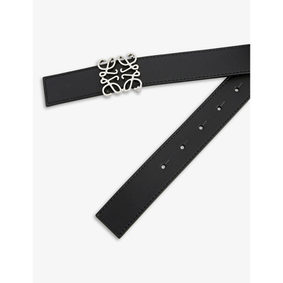 Shop Loewe Anagram-buckle Leather Belt In Black Tan Palladium
