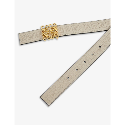 Shop Loewe Anagram Logo-embossed Leather Belt In Light Oat Gold