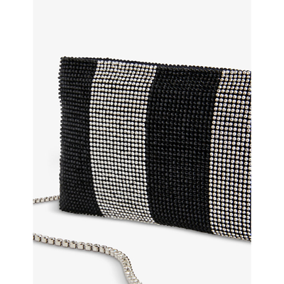 Shop Benedetta Bruzziches Your Best Friend Striped Rhinestone-embellished Mesh Shoulder Bag In Comfortably Numb