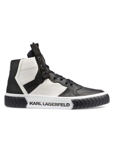 Shop Karl Lagerfeld Men's Leather & Python Print Midtop Sneakers In Black White