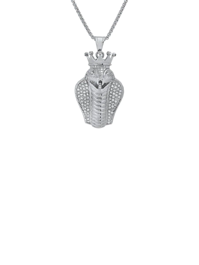 Shop Anthony Jacobs Men's Stainless Steel & 1.12 Tcw Simulated Diamond King Cobra Snake Pendant Necklace