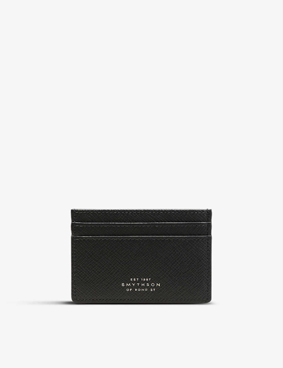 Shop Smythson Mara Croc-embossed Leather Cardholder In Black