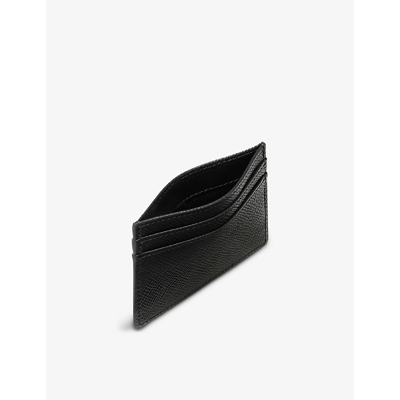 Shop Smythson Mara Croc-embossed Leather Cardholder In Black