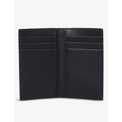 Shop Smythson Women's Navy Panama Six-card Slot Folded Leather Card Holder