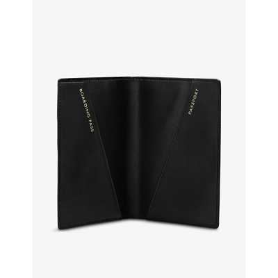 Smythson Panama 2022 Grained-leather Passport Cover In Navy