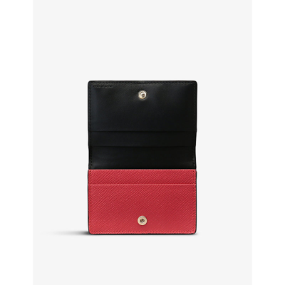 Shop Smythson Panama Snap-closure Leather Card Case In Scarlet Red
