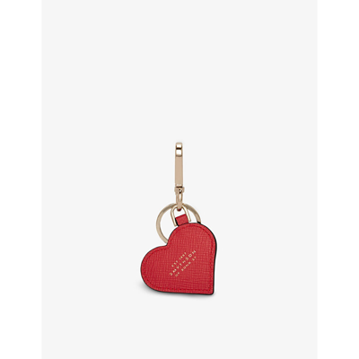 Shop Smythson Scarlet Red Panama Heart Crossgrain Leather Keyring